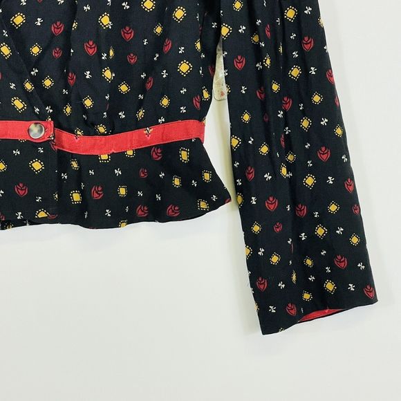 NEW Free People  Womens Medium Black Maroon Where We Roam Ditsy Top Blouse - Picture 4 of 7